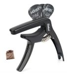 Galux GC501A Pitch-Clip für Akustikgitarre, Folk-Ukulele, Metall-Clip mit Aufbewahrungstasche, Black, Silver, Fantasy Color, Dark Wood Pattern