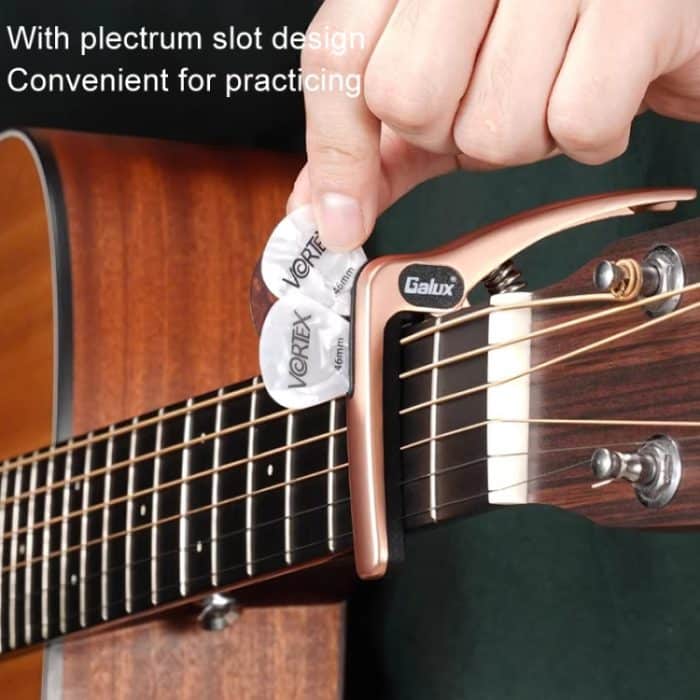 Galux GC501A Pitch-Clip für Akustikgitarre, Folk-Ukulele, Metall-Clip mit Aufbewahrungstasche, Black, Silver, Fantasy Color, Dark Wood Pattern – Bild 9