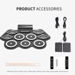 W562 Verdicktes 7-Trommel-Set aus Silikon, handgerollte Trommeln, Jazz-Trommeln, Percussion-Instrumente, elektronische Trommeln – Bild 2