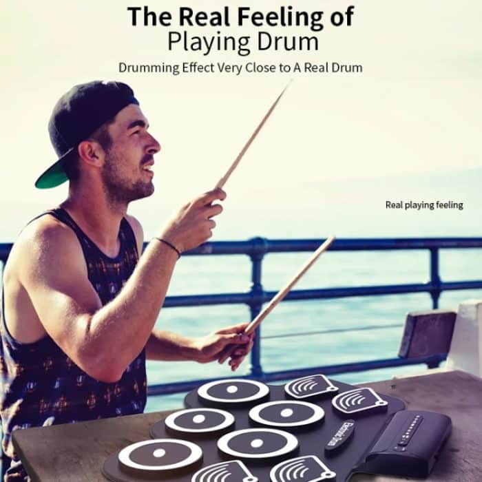 W562 Verdicktes 7-Trommel-Set aus Silikon, handgerollte Trommeln, Jazz-Trommeln, Percussion-Instrumente, elektronische Trommeln – Bild 11