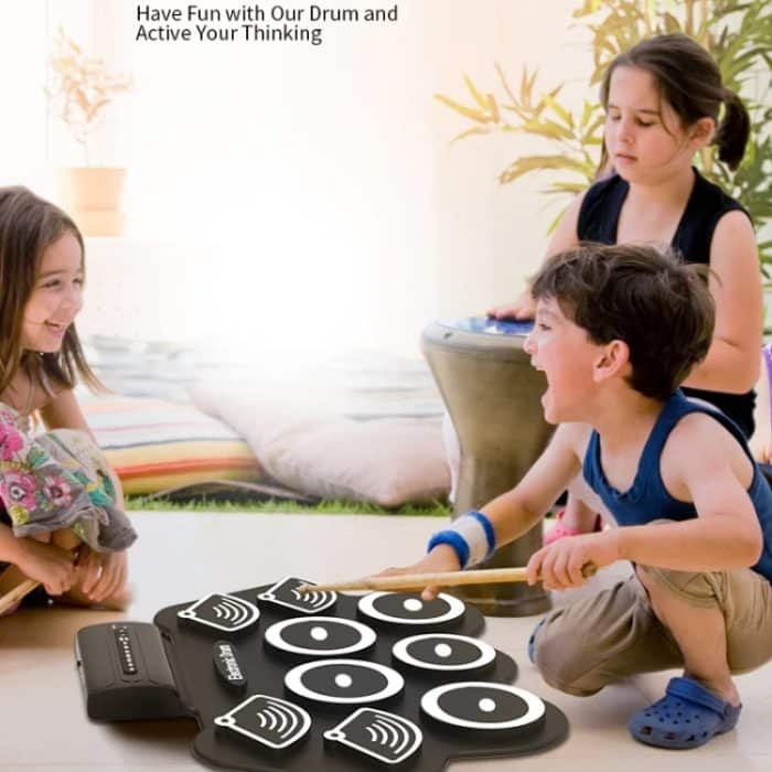 W562 Verdicktes 7-Trommel-Set aus Silikon, handgerollte Trommeln, Jazz-Trommeln, Percussion-Instrumente, elektronische Trommeln – Bild 12