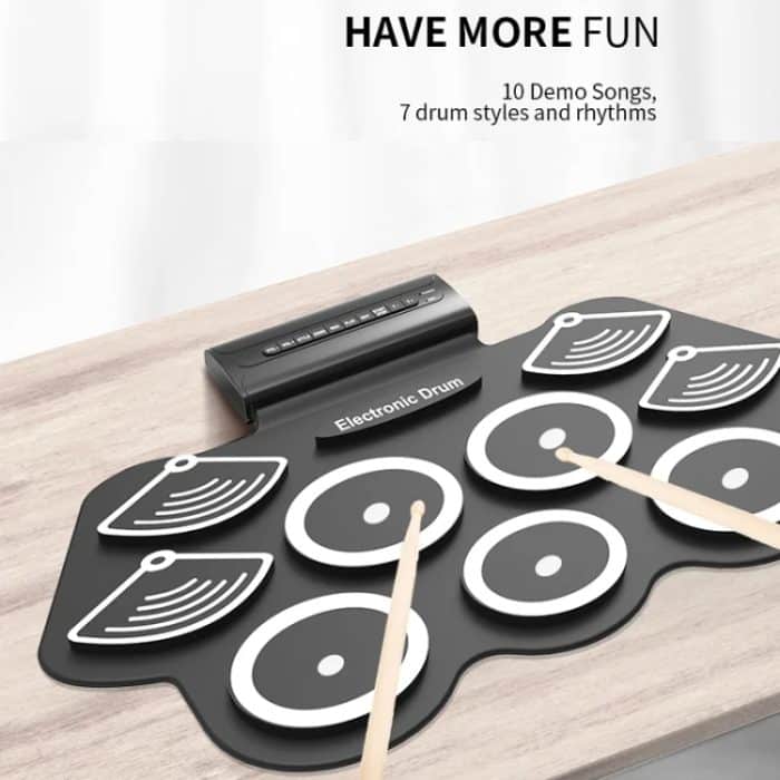 W562 Verdicktes 7-Trommel-Set aus Silikon, handgerollte Trommeln, Jazz-Trommeln, Percussion-Instrumente, elektronische Trommeln – Bild 6