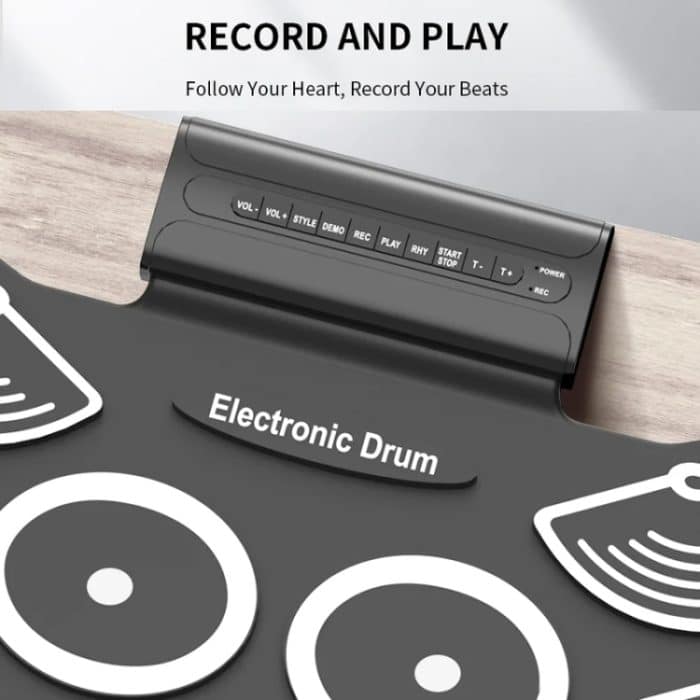 W562 Verdicktes 7-Trommel-Set aus Silikon, handgerollte Trommeln, Jazz-Trommeln, Percussion-Instrumente, elektronische Trommeln – Bild 7