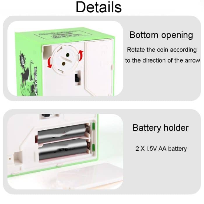 Cartoon Dinosaurier Spardose Geschenk Kinder Münze Spardose Spielzeug Ornament, 12.5 x 10.5 x 9.5cm – Bild 4