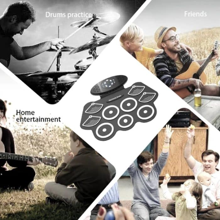 W362 Silikon-Doppelhorn, handgerollte Trommeln, Fußpedal, Percussion, 7 Trommel-Kits, elektronische Trommeln – Bild 13