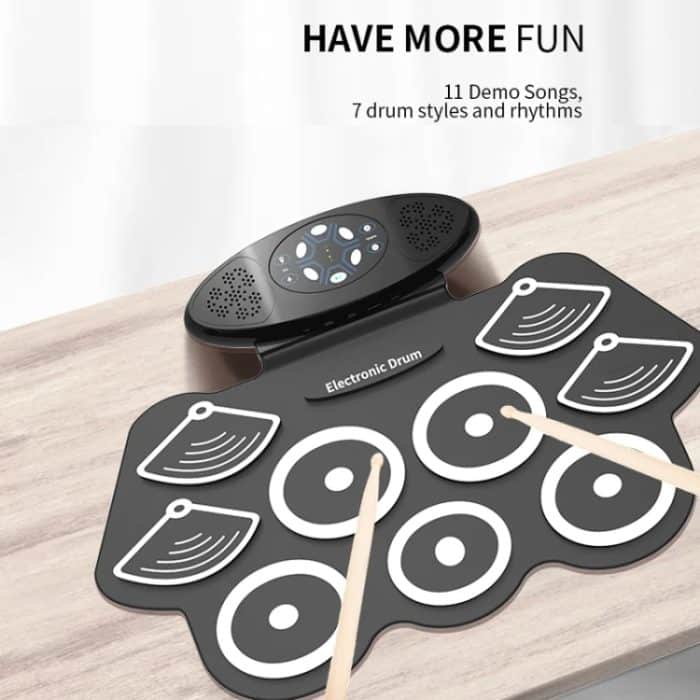 W362 Silikon-Doppelhorn, handgerollte Trommeln, Fußpedal, Percussion, 7 Trommel-Kits, elektronische Trommeln – Bild 7