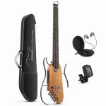 DONNER Smart Headless Silent Guitar Travel Tragbare abnehmbare Akustikgitarre, Maple, Maple Model Black, Mahogany, Mahogany Sunrise Color – Bild 2