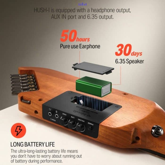 DONNER Smart Headless Silent Guitar Travel Tragbare abnehmbare Akustikgitarre, Maple, Maple Model Black, Mahogany, Mahogany Sunrise Color – Bild 8