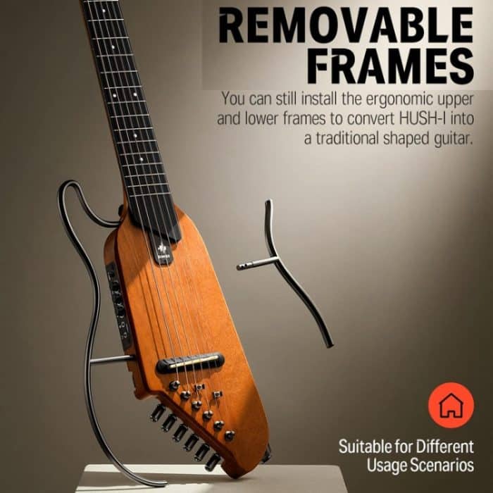 DONNER Smart Headless Silent Guitar Travel Tragbare abnehmbare Akustikgitarre, Maple, Maple Model Black, Mahogany, Mahogany Sunrise Color – Bild 9
