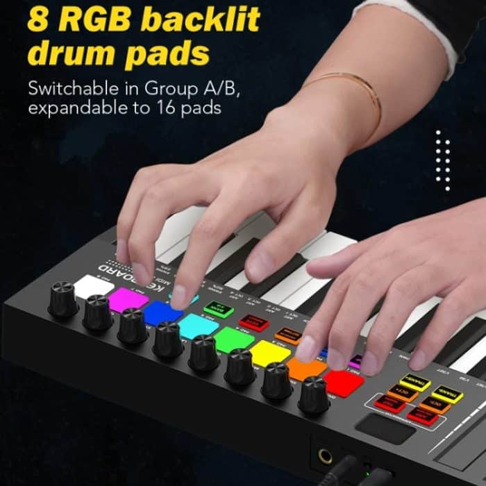 MD02 25-Tasten-USB-Tastatur und Drum-Pad, MIDI-Controller, Keyboard-Klavier, MD02 – Bild 7