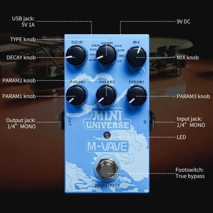 M-VAVE Gitarren-Monoblock-Effekte, digitale Modellierung, Reverb-Effekte, MINI-UNIVERSE – Bild 5