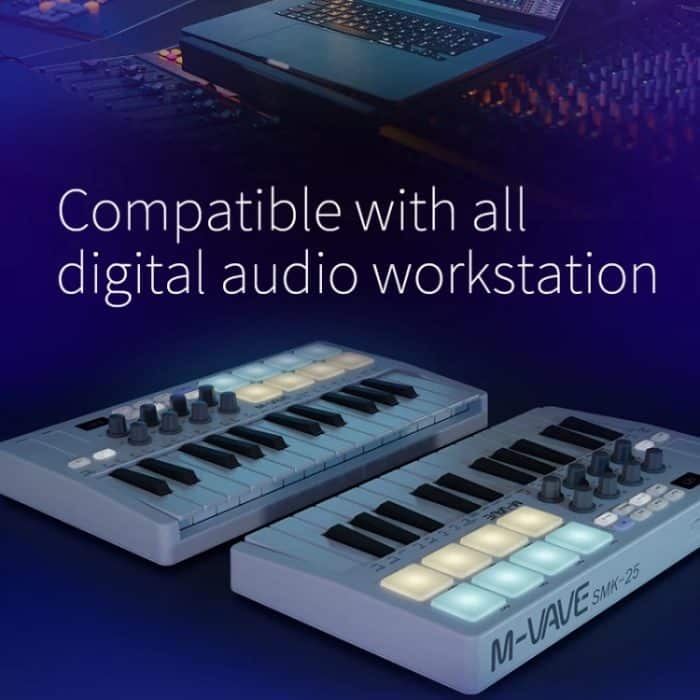 M-VAVE SMK-25 USB-MIDI-Keyboard-Controller mit 8 Back-Drum-Pads, M-VAVE SMK-25 – Bild 5