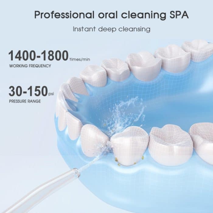 Munddusche mit 350 ml Wassertank, wiederaufladbar, verstellbare Munddusche mit 5 Gängen, White+Gray Tank, Black +Gray Tank, White+Blue Tank, With Bracket White, With  Bracket Black, With  Bracket Black Gray – Bild 5