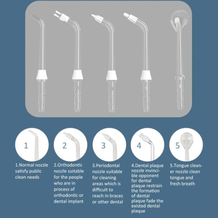 Munddusche mit 350 ml Wassertank, wiederaufladbar, verstellbare Munddusche mit 5 Gängen, White+Gray Tank, Black +Gray Tank, White+Blue Tank, With Bracket White, With  Bracket Black, With  Bracket Black Gray – Bild 8