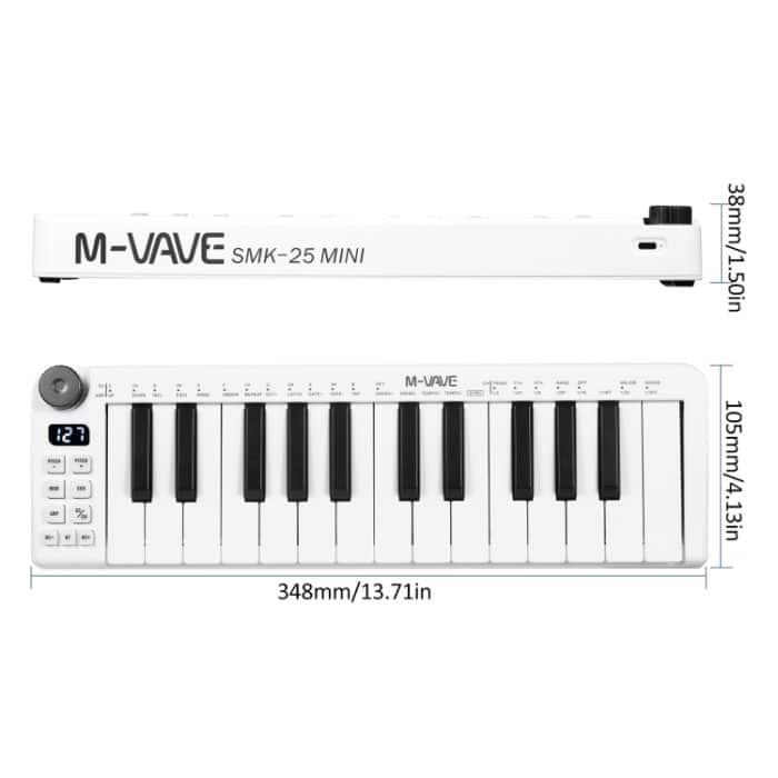 M-VAVE SKM-25MINI Digitales elektronisches Klavier, 25 Tasten, Musikinstrument, MIDI-Tastatur-Controller – Bild 2