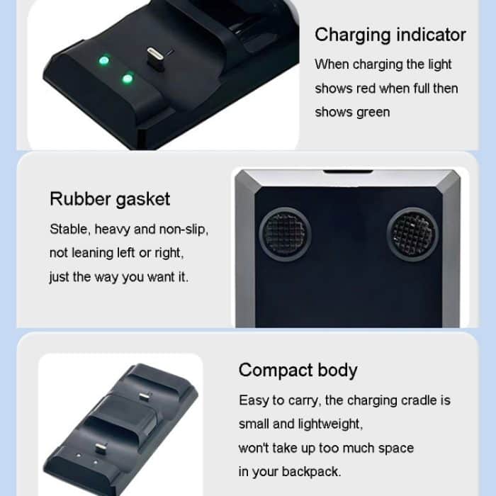 Für PS5 Controller Dock Ladegerät Gamepad Dual Port Schnellladegerät, For PS5 (White), For PS5 (Black) – Bild 7