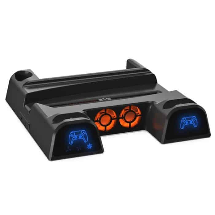 TBD0604291301B.jpg DOBE Für PS5 Gamepad Multifunktions-Dual-Ladegerät Lüfterbasis mit Festplatten-Organizer – Bild 1