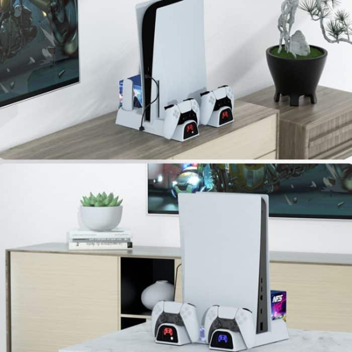 DOBE Für PS5 Gamepad Multifunktions-Dual-Ladegerät Lüfterbasis mit Festplatten-Organizer – Bild 11