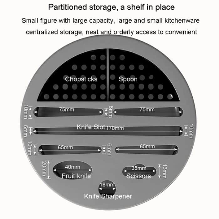 Startseite verdicken Messer Organizer Essstäbchen Zylinder Küche Entwässerung Arbeitsplatte Regal, Fixed (White), Fixed (Black), Fixed (Creamy), Rotary (White), Rotary (Black), Rotary (Creamy) – Bild 4
