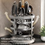 Startseite verdicken Messer Organizer Essstäbchen Zylinder Küche Entwässerung Arbeitsplatte Regal, Fixed (White), Fixed (Black), Fixed (Creamy), Rotary (White), Rotary (Black), Rotary (Creamy) – Bild 8
