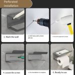 Edelstahl-Badezimmerrollenpapierhalter, No-Punch-Handy-Aufbewahrungsregal, Phone Rack (White), Paper Rack (White）, Phone Rack (Black), Paper Rack (Black), Phone Rack (Gray), Paper Rack (Gray) – Bild 12