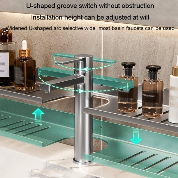 Wasserhahnregal für Zuhause, Badezimmer, Waschtischregal, kein Loch, Aufbewahrungsregal, 30cm (White), 40cm (White), 50cm (White), 30cm (Black), 40cm (Black), 50cm (Black), 30cm (Gray), 40cm (Gray), 50cm (Gray), 50cm U-shaped (White)... – Bild 4