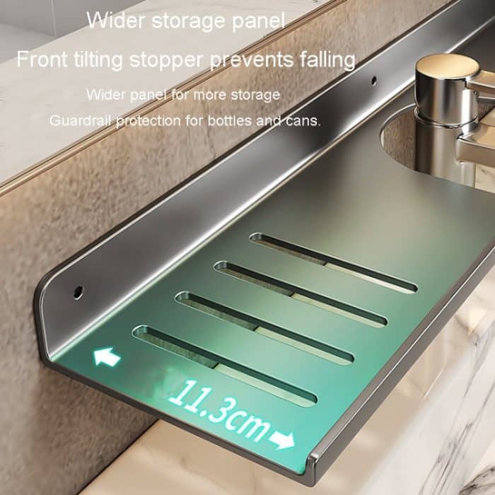 Wasserhahnregal für Zuhause, Badezimmer, Waschtischregal, kein Loch, Aufbewahrungsregal, 30cm (White), 40cm (White), 50cm (White), 30cm (Black), 40cm (Black), 50cm (Black), 30cm (Gray), 40cm (Gray), 50cm (Gray), 50cm U-shaped (White)... – Bild 6