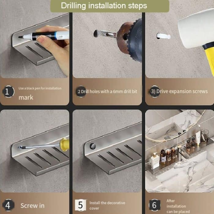 Wasserhahnregal für Zuhause, Badezimmer, Waschtischregal, kein Loch, Aufbewahrungsregal, 30cm (White), 40cm (White), 50cm (White), 30cm (Black), 40cm (Black), 50cm (Black), 30cm (Gray), 40cm (Gray), 50cm (Gray), 50cm U-shaped (White)... – Bild 10