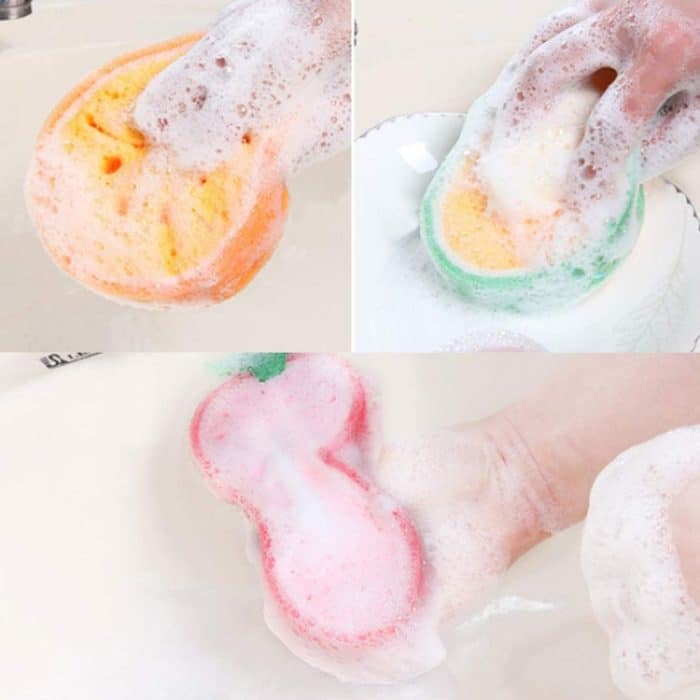 Obstmodell, verdicktes Schwamm-Geschirrtuch, Lappen-Geschirrtuch, strawberry, Mango, Cantaloupe, Orange – Bild 6