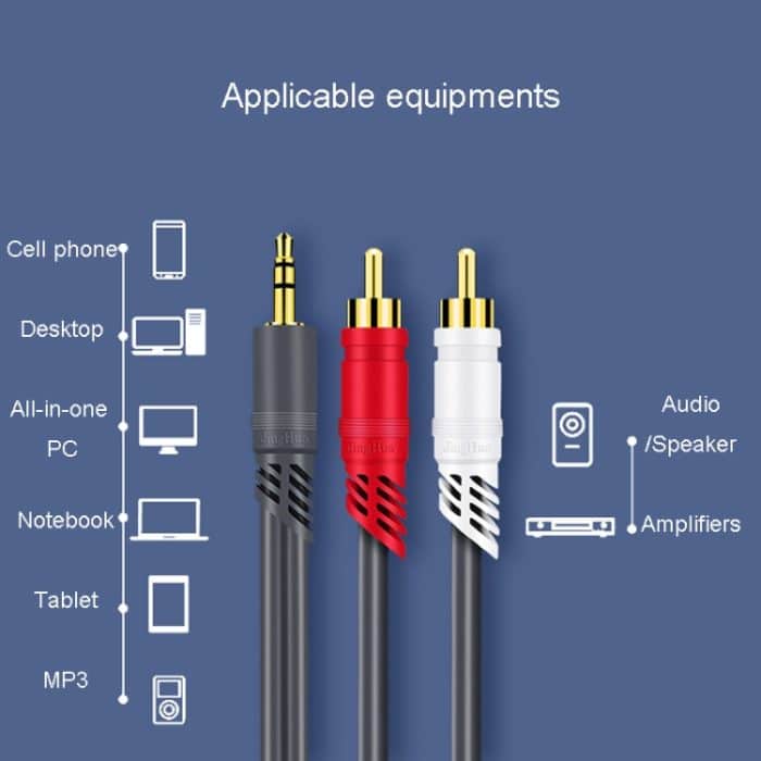 JINGHUA 3,5 mm auf 2RCA-Audiokabel, Spielekonsole, Outdoor-Audio-Verbindungskabel, 1.5m, 3m, 5m, 10m, 15m, 20m, 30m – Bild 5