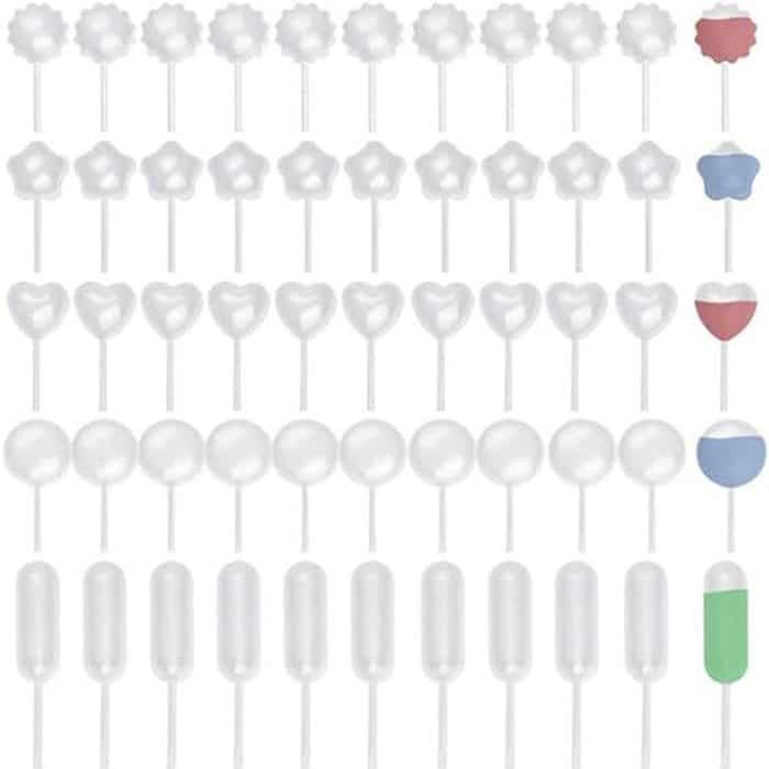 50 Stück/Packung, 4 ml, Marmeladen-Injektion, Backstroh, Einweg-Kunststoff-Tropfer, Marmeladenspritze, Ordinary Dropper, Flat Round, Lace Shape, Pentagram, Love Shape – Bild 2