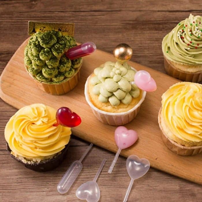 50 Stück/Packung, 4 ml, Marmeladen-Injektion, Backstroh, Einweg-Kunststoff-Tropfer, Marmeladenspritze, Ordinary Dropper, Flat Round, Lace Shape, Pentagram, Love Shape – Bild 7