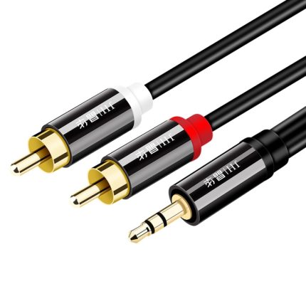 JINGHUA 1-in-2-3,5-mm-Audiokabel, 3,5-mm-auf-2RCA-Doppel-Lotus-Computer-Lautsprecher-Handy-Steckerkabel, 1.5m, 3m, 5m, 10m