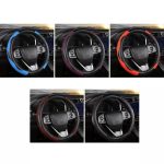 39 cm Carbonfaser-elastisches Leder ohne Innenring Auto-Lenkradabdeckung, Blue, Purple, Red, Claret, Black – Bild 2