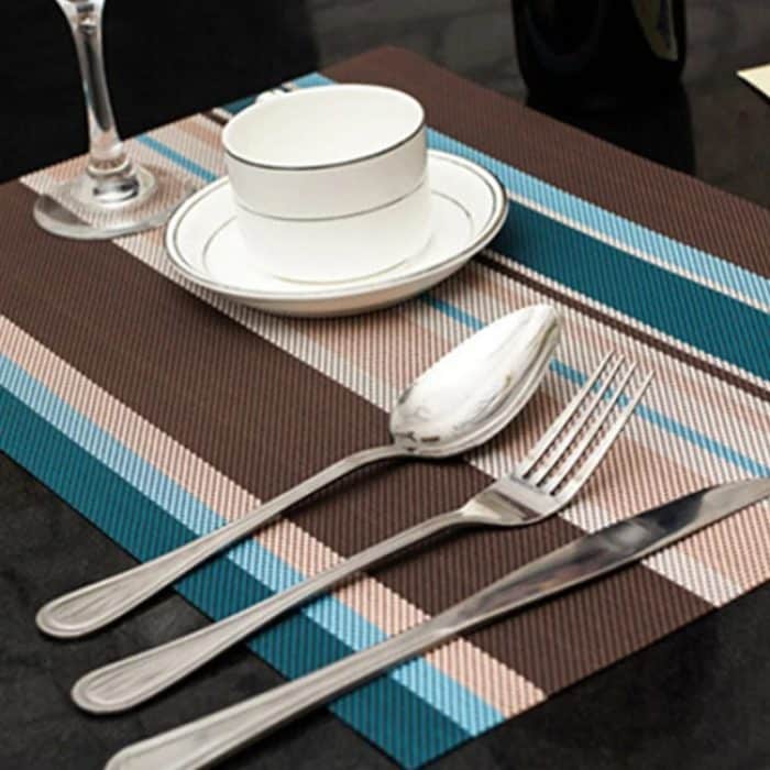 PVC-isolierte Tischsets, Untersetzer, gestreifte Besteckunterlage – Bild 1