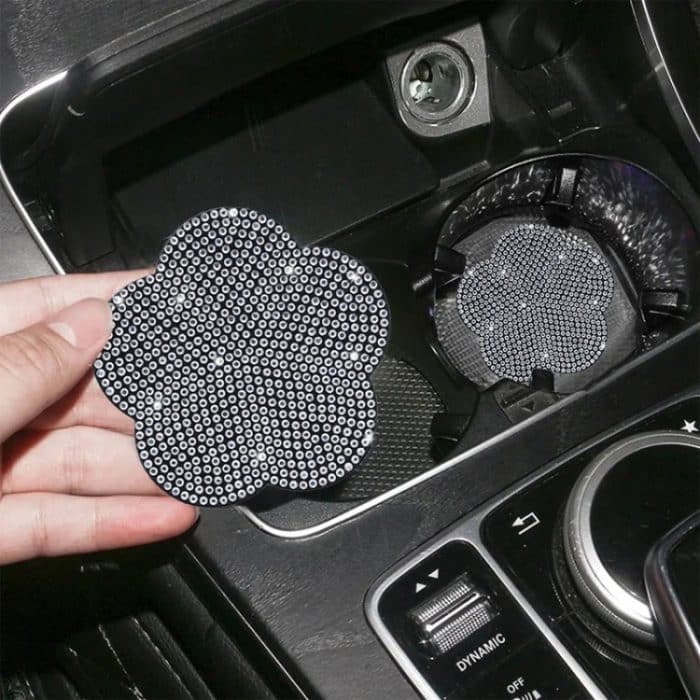 Automontierter, mit Diamanten gefüllter, mit Pflaumenblüten verzierter PVC-Wasseruntersetzer – Bild 3