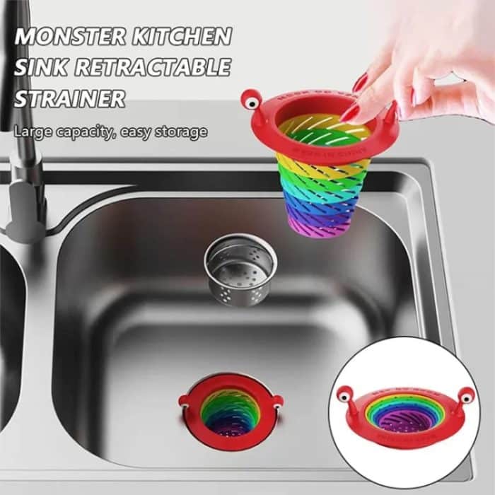Einziehbares Rainbow Monster Universal-Bodenablauf-Küchenspüle-Sieb – Bild 5