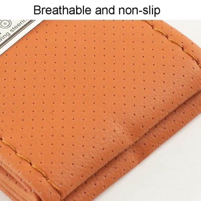 Handgenähter, rutschfester Lenkradbezug aus Mikrofaser, universelle drehbare Griffhülle, 38cm – Bild 4