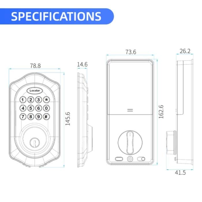 LOCSTAR C88 Bluetooth Remote Tuya Automatisches intelligentes elektronisches Passwort-Türschloss, C88 Black – Bild 4
