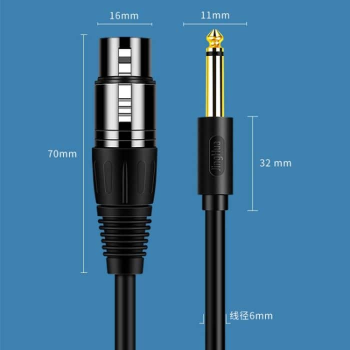JINGHUA 6,5 Stecker auf Buchse XLR-Audiokabel 6,35 dreiadriger symmetrischer Mikrofonmischer, 1.5m, 3m, 5m, 10m – Bild 8