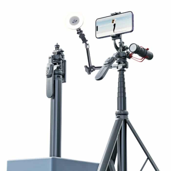 2 m Metallstativ-Selfie-Stick mit 4 Erweiterungsschnittstellen für Telefonkamera, Only Tripod – Bild 1