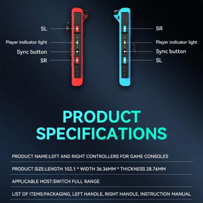 JOY-02 Gaming Left And Right Handle With RGB Lights Body Feel Bluetooth Gamepad For Switch / Switch OLED / Switch Pro / Switch Lite / Switch Joycon, Black, Grey – Bild 4