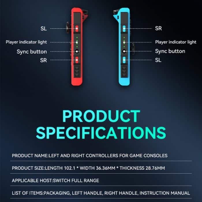 JOY-02 Gaming-Griff links und rechts mit RGB-Lichtern, Körpergefühl, Bluetooth-Gamepad für Switch / Switch OLED / Switch Pro / Switch Lite / Switch Joycon, Blue Red, Green Blue, White – Bild 4