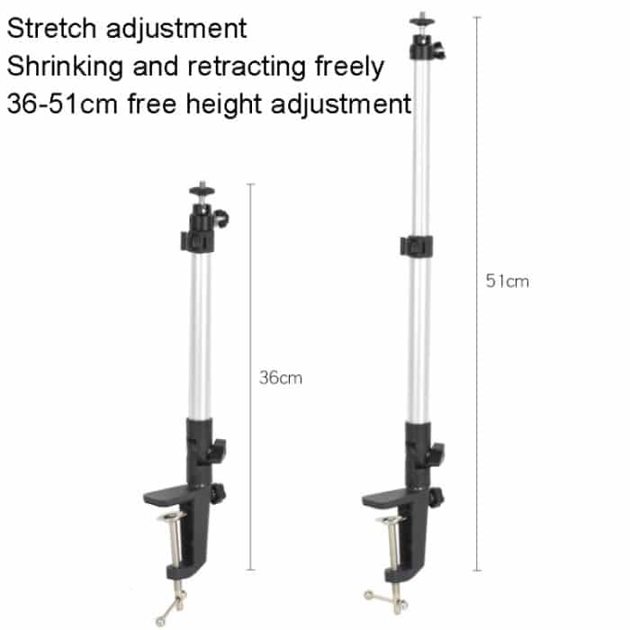 Aluminiumrohr-Handy-Live-Streaming-Teleskopstange Desktop-C-Clip-Handy-Overhead-Fotohalter, Bracket+Phone Clip – Bild 4