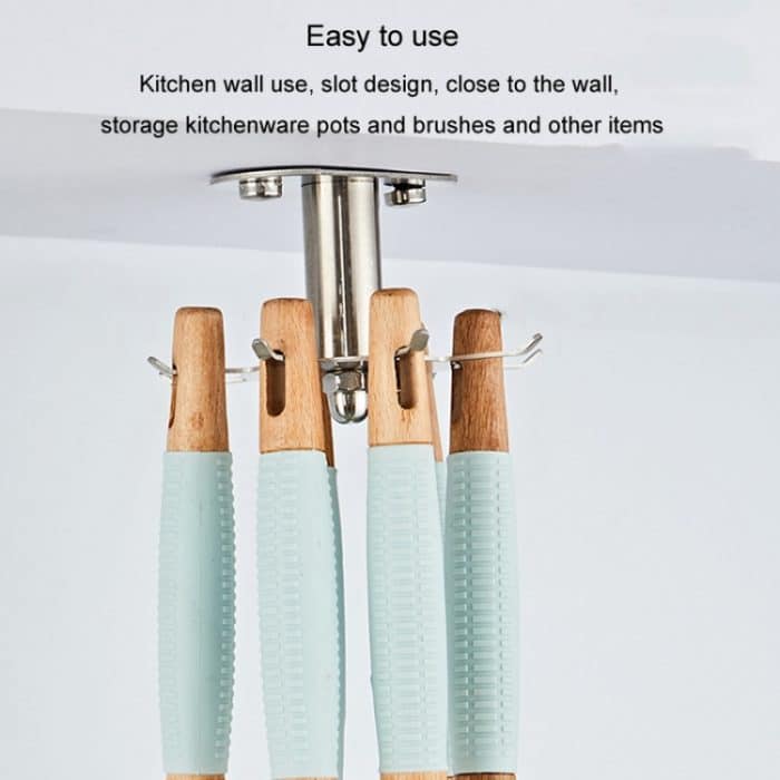 Küchenregal mit drehbarem Haken, kein Lochen, zum Aufhängen von Küchenutensilien, Black, Silver – Bild 5