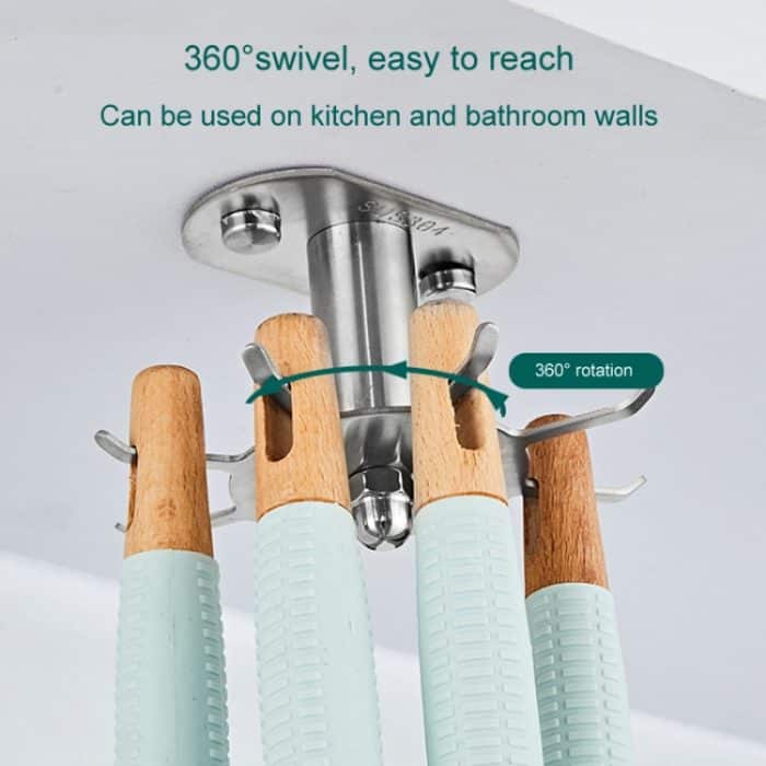 Küchenregal mit drehbarem Haken, kein Lochen, zum Aufhängen von Küchenutensilien, Black, Silver – Bild 6