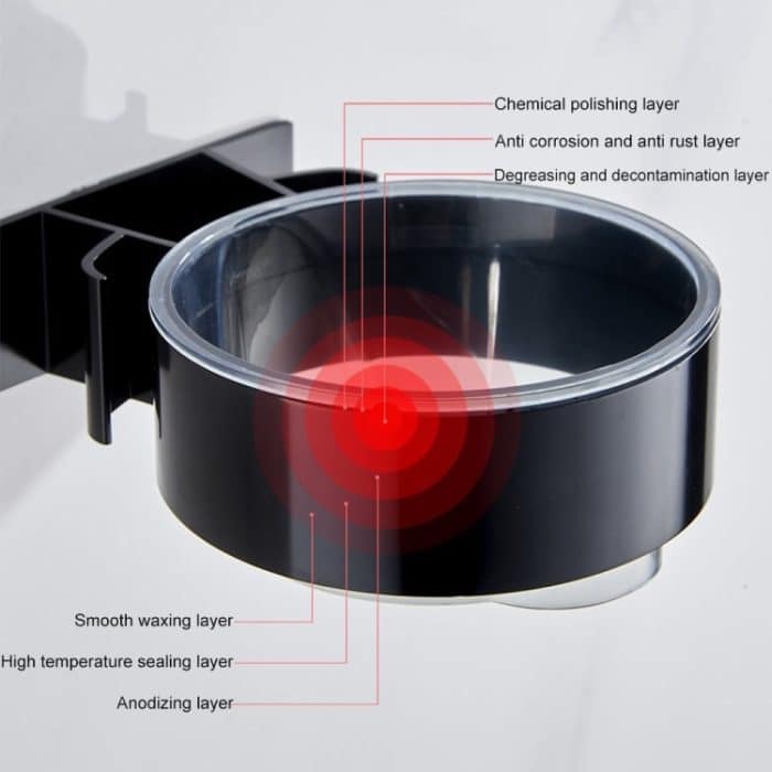 Badezimmer-Haartrockner-Regal, No-Punch-Aufbewahrungsregal zur Wandmontage, Black, Silver – Bild 4