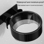 Badezimmer-Haartrockner-Regal, No-Punch-Aufbewahrungsregal zur Wandmontage, Black, Silver – Bild 5