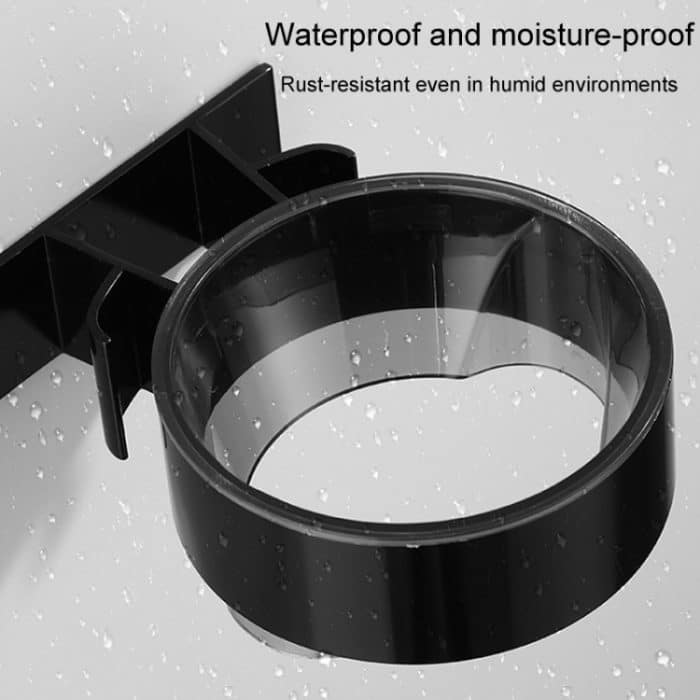 Badezimmer-Haartrockner-Regal, No-Punch-Aufbewahrungsregal zur Wandmontage, Black, Silver – Bild 5