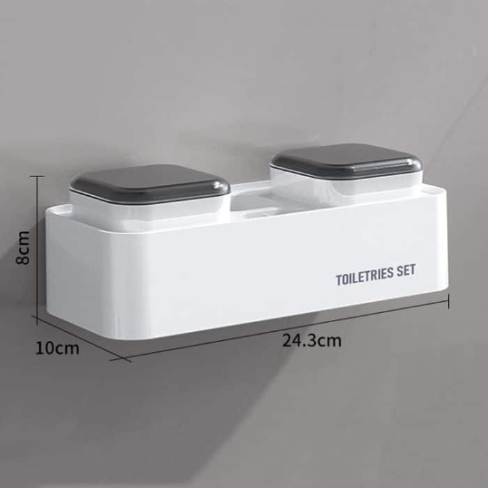 Hotel-Zahnbürstenständer mit Doppelbecher-Desktop-Zahnpastahalter zur Wandmontage – Bild 3